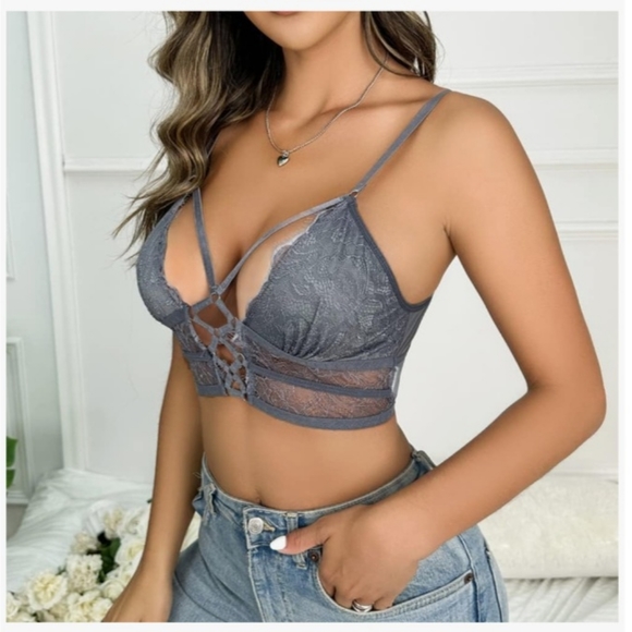 Buitifo Womens Cami Bra Criss Cross Eyelash Crop Top Bra - Picture 1 of 9